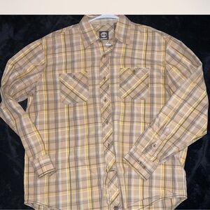 Timberland Men's Tan and Yellow Plaid Shirt